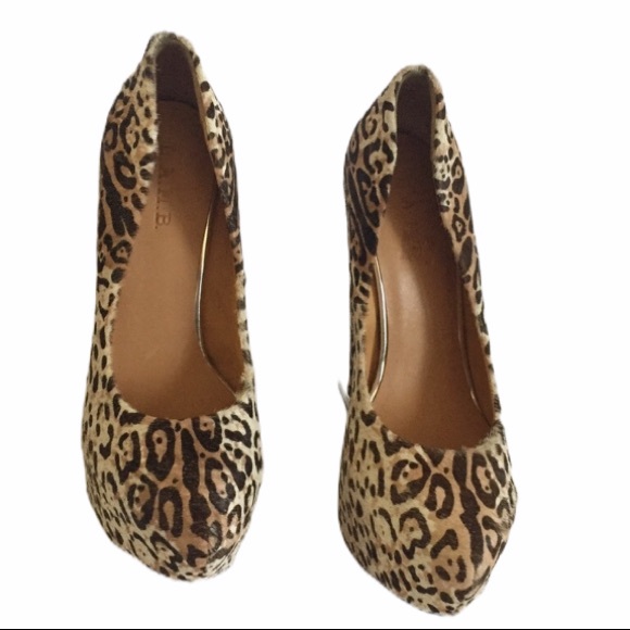 L.A.M.B Dorothee Platform Wedge Heels White leopard animal print sz 8 1/2 - Picture 3 of 16